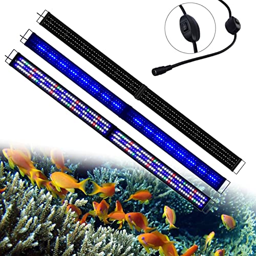 KZKR Upgraded Aquarium Light LED Full Spectrum 72-84 inch Foldable Adjustable Hood Lamp for Freshwater Marine Plant 180-210 cm Multi-Color Decorations Fish Tank Light