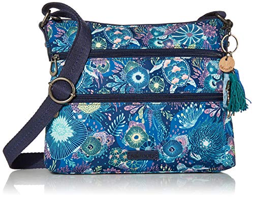 Sakroots Artist Circle Basic Crossbody in Eco Twill, Adjustable Crossbody Strap, Royal Blue Seascape