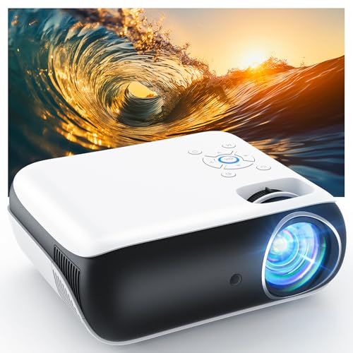 HAPPRUN Projector, Native 1080P Bluetooth Projector, Portable Outdoor Movie Projector, Full HD Mini Projector with Speaker for Home Bedroom, Compatible with Smartphone,HDMI,USB,AV,Fire Stick,PS5