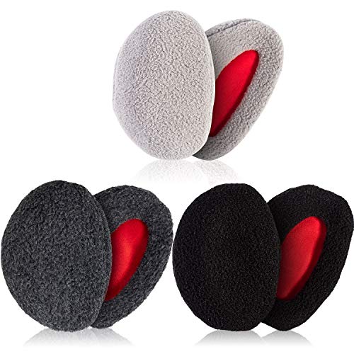 Whaline 3 Pairs Ear Warmers Bandless Ear Muffs Unisex for Winter Outdoors (Black, M)