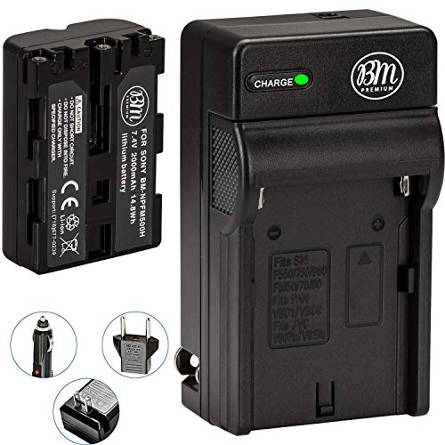 BM Premium NP-FM500H Battery and Charger for Sony Alpha a68, a77II, SLT-A57, SLT-A58, SLT-A65V, SLT-A77V, SLT-A99V, SLT-A200, A300, A350, A450, A500, A550, A560, A580, A700, A850, A900 Cameras