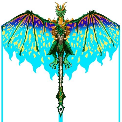 Mint's Colorful Life Dragon Kite for Kids & Adults, Easy to Fly Kite for Beginners,Large Single Line Kite for Beach Trip with 300ft Kite String(Green)
