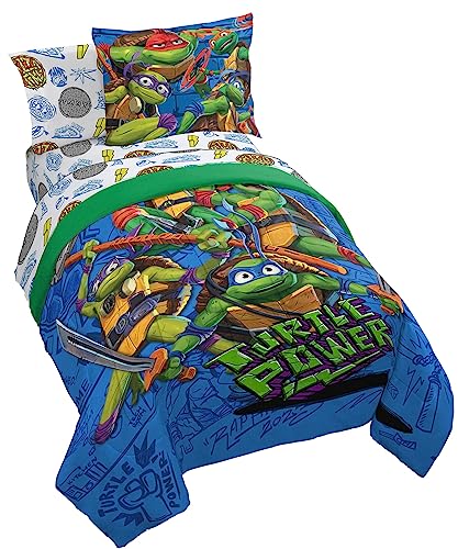 Jay Franco Nickelodeon Teenage Mutant Ninja Turtles Twin Comforter Set - 5 Piece Bedding Includes Sheet Set & Pillow Covers - Super Soft Mutant Mayhem Microfiber Bed Set
