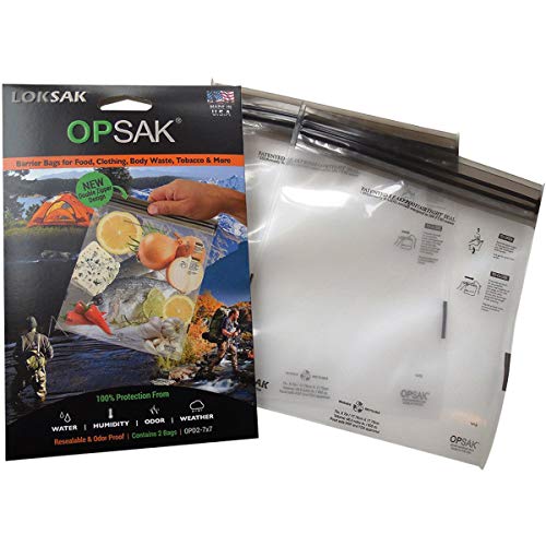 LOKSAK - OPSAK Odorproof Dry Bags for Backpacking, Hiking and Storage- Resealable Reusable and Recyclable Storage Bags (2 pack 7 in x 7 in)