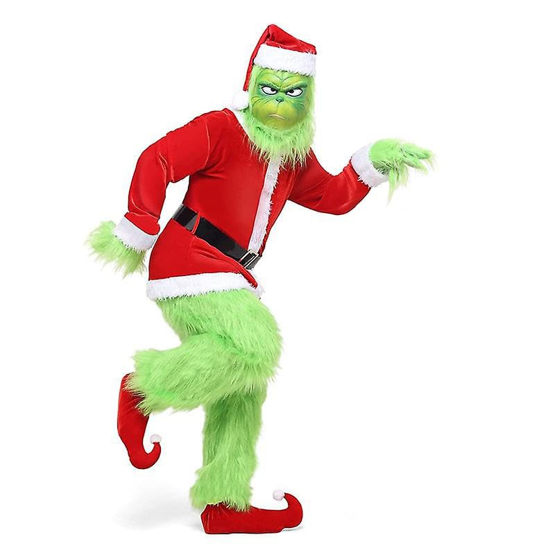 Beita Green Monster Costume for Men Christmas Deluxe Furry Adult Santa Suit Green Outfit