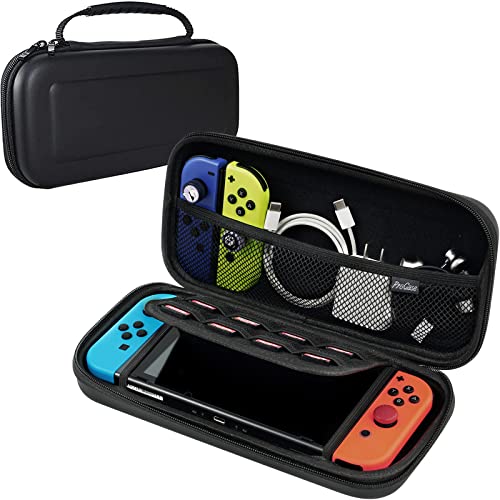 ProCase Carrying Case for Nintendo Switch & Switch OLED with 8 Game Card Slots, Hard Portable Travel Bag Protective Pouch for Nintendo Switch Console and Accessories -Black
