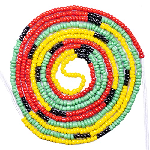 Sierra Sale 50” Handmade African Waist Beads for Women - Colorful, Non-Stretching - Unity (Tie-on), 50 Inch