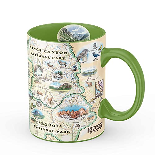 Xplorer Maps Sequoia-Kings Canyon National Park Map Ceramic Mug (Large 16oz) Coffee Cup, Tea, Cocoa, Hot Chocolate, Brew Mugs, and Cold Drinks, BPA-FREE
