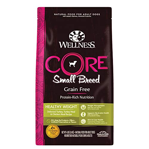 Wellness Natural Pet Food CORE Natural Grain Free Dry Dog Food, Small Breed Healthy Weight, 4-Pound Bag