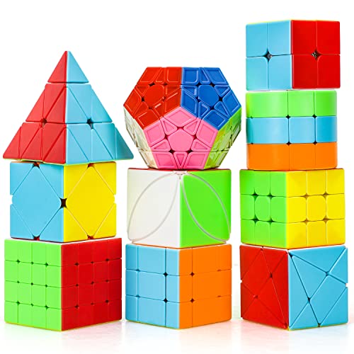 STEAM Life Speed Cube Set 10 Pack Magic Cube | Includes Speed Cubes 3x3, 2x2 Speed Cube, 4x4 Speed Cube, Pyramid Cube, Megaminx Cube Puzzle Cube Bundle Collection Cube Toys Gift for Kids & Adults