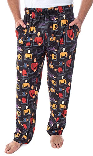 Star Trek The Next Generation Men's Allover Character Adult Lounge Sleep Pajama Pants (Large)