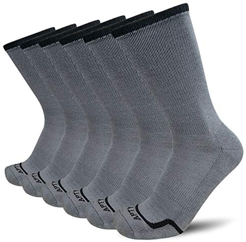APTYID Men's Moisture Wicking Cushioned Crew Work Boot Socks, Size 9-12, Iron Gray, 6 Pairs