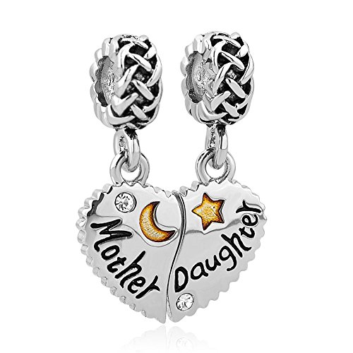 CharmSStory Heart Love Mom Mother Daughter Son Charm Dangle Beads Charms For Bracelets (Mother daughter 01)