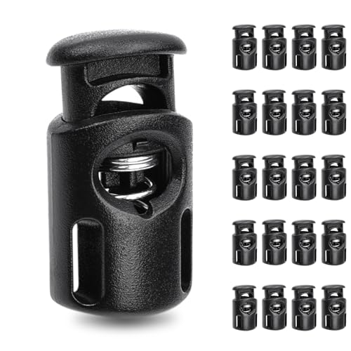 20 PCS Plastic Spring Cord Locks, Paracord Toggle Stopper Clasps for Drawstring Sweatpants Hat Hoodie String Clip Elastic Shoeslace Lock Swim Goggles Replacement Accessories