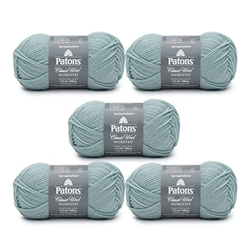 Patons Classic Wool Seafoam Yarn - 5 Pack of 3.5oz/100g - Wool - 4 Medium - 210 Yards - Knitting, Crocheting & Crafts