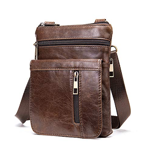 Leather Cell Phone Shoulder Bag Men, Crossbody Cell Phone Bag for Men, Universal PU Leather Business Travel Bag Crossbody Holster Pouch Wallet Messenger Bag with Adjustable Shoulder Strap Handbag