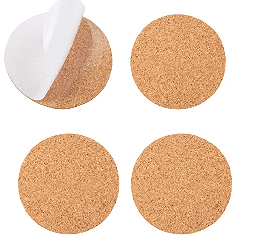 YYaaloa 24Pcs Self-Adhesive Mini Backing Cork Tiles Sheets Round 4' for DIY Coasters and DIY Crafts Cork Board, Cork Tiles, Cork Mat (Round 24pcs)