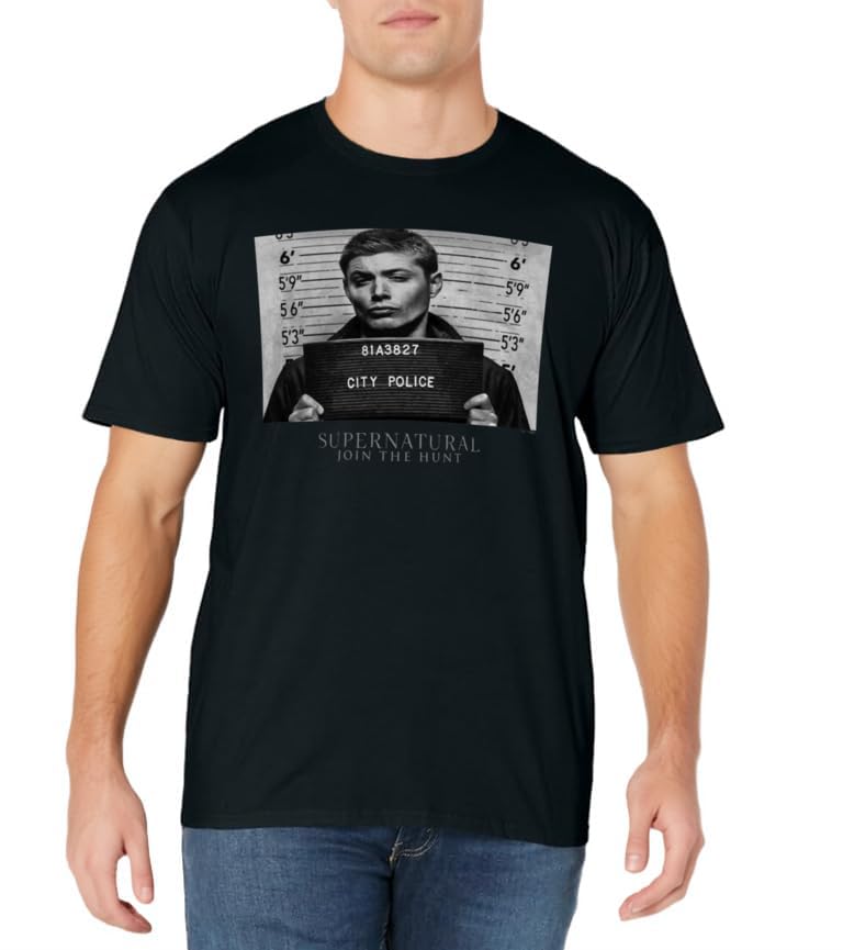 Supernatural Dean Winchester City Police Mugshot Portrait T-Shirt