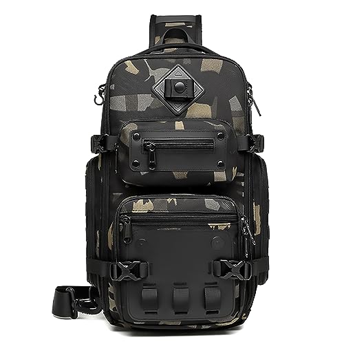OZUKO Tactical Backpack Chest Sling Bags for Men, Waterproof Crossbody Shoulder Daypack for Outdoor Walking Hiking Trekking (Camo)