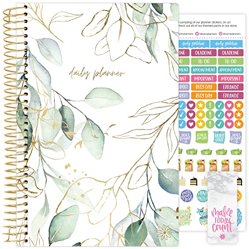bloom daily planners UNDATED Calendar Year Day Planner - Passion/Goal Organizer - Start Anytime Monthly/Weekly Agenda Book with Tabs (January to December) - 5.5' x 8.25' - Eucalyptus