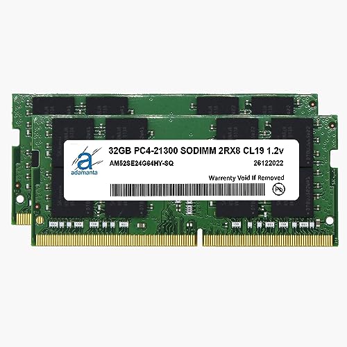 Adamanta 64GB (2x32GB) Memory Upgrade for 2020 Apple iMac 27' w/Retina 5K Display, 2019 Apple iMac 27' w/Retina 5K Display, 2018 Apple Mac Mini DDR4 2666Mhz PC4-21300 SODIMM 2Rx8 CL19 1.2v DRAM RAM