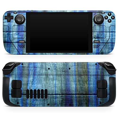 DesignSkinz - Compatible with Steam Deck - PC Skin Decal Protective Scratch Resistant Vinyl Wrap Gaming Cover - Blue and Green Tye-Dyed Wood