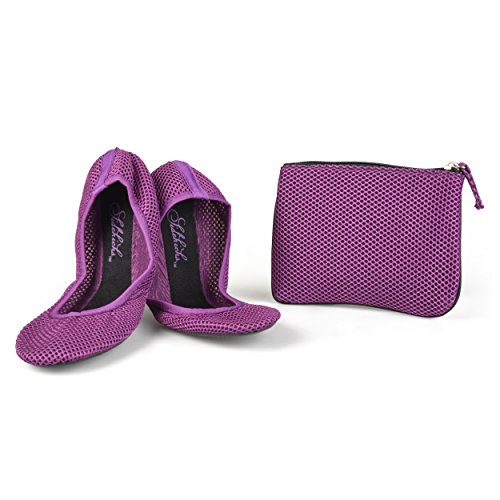 Sidekicks Foldable Ballet Flats with Carrying Case, Purple, Large