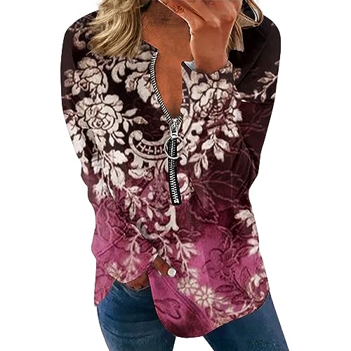 Fall Shirts Women, Fall Maternity Outfits for Women Sexy Tops for Women Date Night Club Wonder Woman Shirt Womens Dressy Tops Striped Long Sleeve Tops for Women Oversized T Shirt (Hot Pink,3XL)