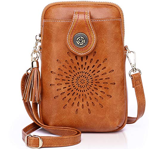 APHISON Mini Cell Phone Purse, PU Leather Small Crossbody Bags for Women, Lightweight Cute Purses with Tassel