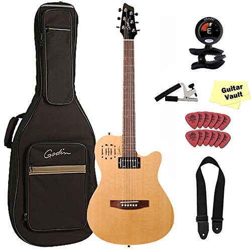 Godin A6 Ultra Natural Two-Chambered Electro-Acoustic Guitar Bundle with Deluxe Gig Bag