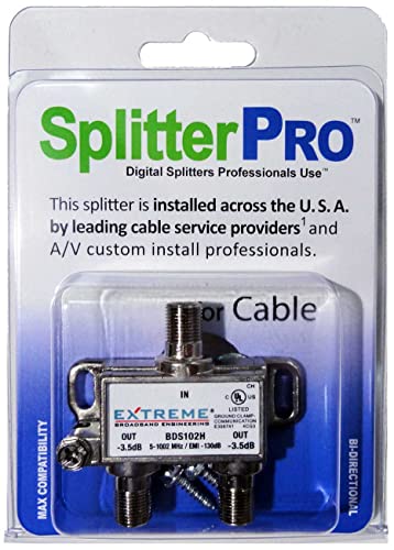 SplitterPRO - Digital Splitters Professionals Install Every Day Across The U. S. A. 2-Way Coaxial Cable Splitter, 1 GHz for HDTV/4K/8K TV, High Speed Internet (Not for Satellite Dish Connections)