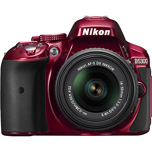 Nikon D5300 24.2 MP CMOS Digital SLR Camera with 18-55mm f/3.5-5.6G ED VR II Auto Focus-S DX NIKKOR Zoom Lens (Red) - (Renewed)