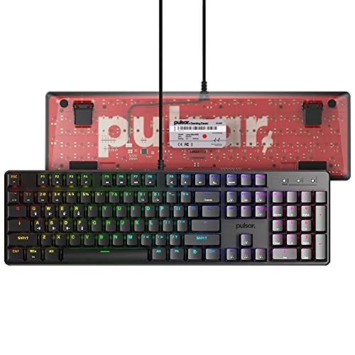 Pulsar Gaming Gears - PK020 Lunar Alloy Full Size Aluminum Alloy Build Hot Swappable Mechanical Gaming Keyboard Full RGB LED Backlit USB Wired for Windows PC 104 Keys (Red Switch Linear)
