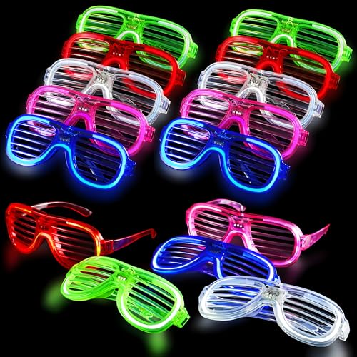 OceanWings 20 LED Glasses for Kids Adults Glow in The Dark Party Favor Supplies Bulk Flashing Light up Glasses Toys for Party Birthday Holiday Disco Concert Halloween