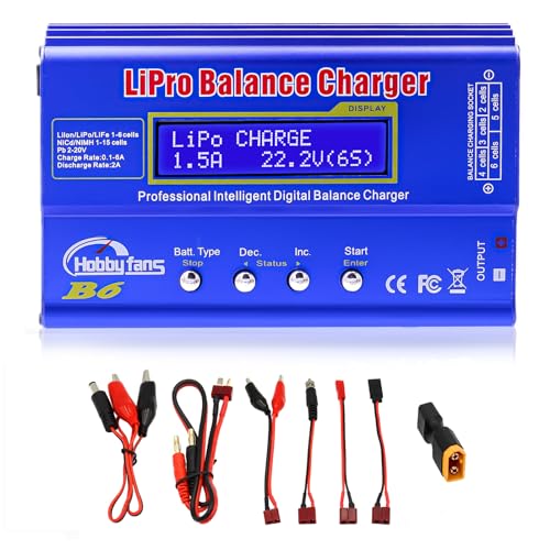 Hobby Fans B6 Mini Professional Balance Charger/Discharger for 1S-6S LiPo Lilon Life NiCd NiMh Pb RC Battery(Power Supply not Included)