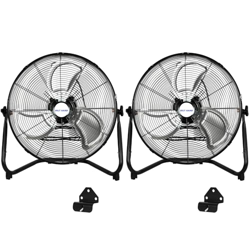 BILT HARD 4650 CFM 20' High Velocity Floor Fan, 3-Speed Heavy Duty Metal Fan with Wall-Mounting System, Industrial Shop Fan for Commercial, Garage, and Greenhouse, 2 Pack