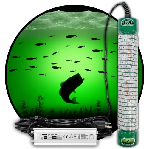 Green Blob Outdoors Portable Underwater Green Dock Fishing Light Powerful 15000 Lumen LED w 30ft Cord & Std 3 Prong Plug Saltwater Fish Attracting, Snook Tarpon Crappie Bass Catfish