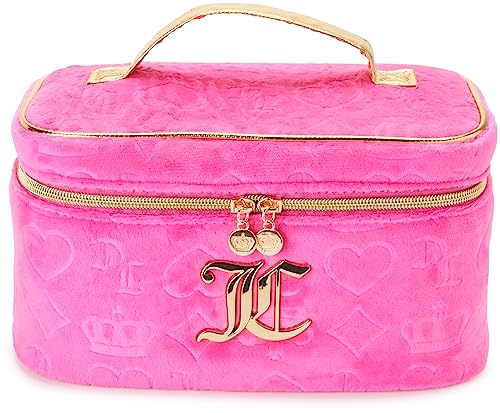 Juicy Couture Women's Cosmetics Bag - Travel Makeup and Toiletries Train Case Organizer, Size One Size, Pink Terry