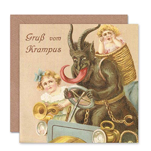 Wee Blue Coo Greeting Krampus Alpine Anti Santa Funny Sealed Greeting Card Plus Envelope Blank inside