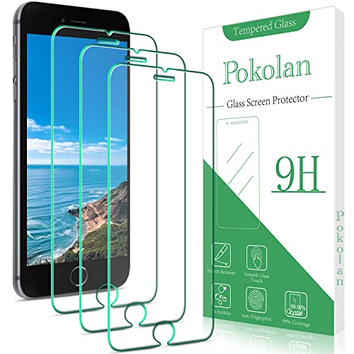 Pokolan [3-Pack] Screen Protector for iPhone 8 Plus, 7 Plus, 6S Plus, 6 Plus (5.5-inch) Tempered Glass, 9H Hardness, Easy to Install, Bubble Free, Anti Scratch