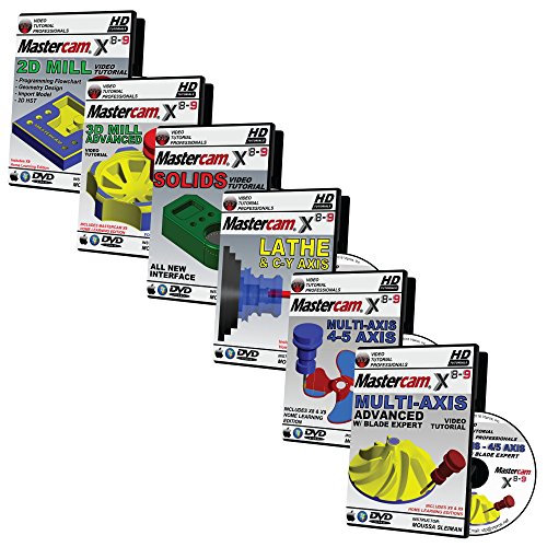 Mastercam X8-X9 2D Mill, 3D Advanced Mill, Lathe & C-Y Axis, Solids, & Multi-axis Beginner Video Tutorial Training Bundle