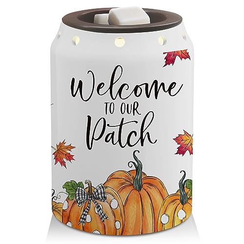 Pumpkins Fall Wax Melt Warmer, Ceramic Wax Melt Warmer for Scented Wax Scent Oil Candle, Welcome Fall Decorations for Home, Electric Scentsy Wax Warmer for Livingroom Kitchen Bathroom Home, Fall Gifts