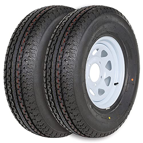 WEIZE ST205/75R15 205 75R15 Radial Trailer Tire with Rim, 8-Ply Load Range D，2 Pack
