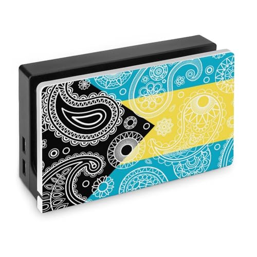 Bahamas Paisley Flag Custom Faceplate Cover Compatible with Switch OLED Dock Cover Anti-Scratch PC Hard Shell