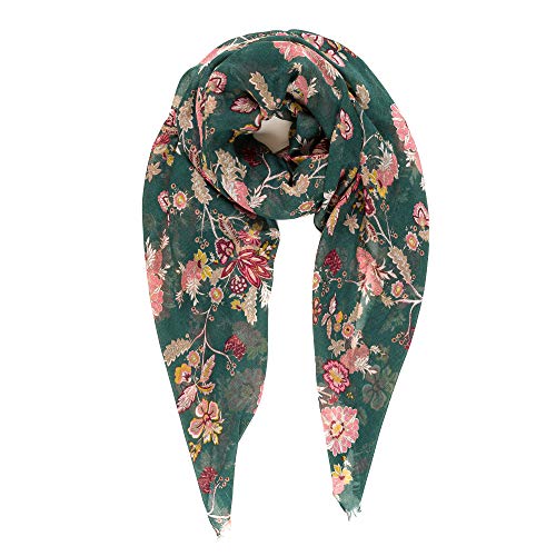 Scarfs for Women Lightweight Floral Flower Fall Winter Fashion Wrap Shawl (Green Floral)