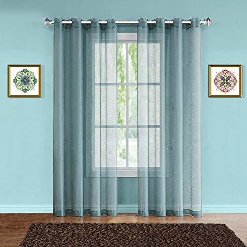 Warm Home Designs Pair of 2 Standard Size 54' (Width) x 84' (Length) Dusty Blue (Slate) Sheer Window Curtains. 2 Elegant Voile Panel Drapes are 108 Inch Wide Total - K Dusty Blue 84'