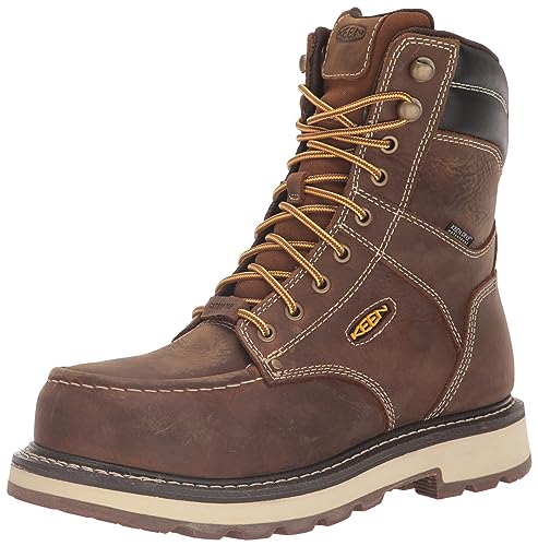 KEEN Utility Men's Cincinnati 8” Composite Toe Waterproof 90 Degree Heel Heavy Duty Work Boots, Belgian/Sandshell, 9.5