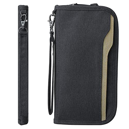 ZOPPEN Rfid Passport Holder Travel Wallet Family Documents Organizer Travel Accessories for 6 Passport, 03# Dark Grey