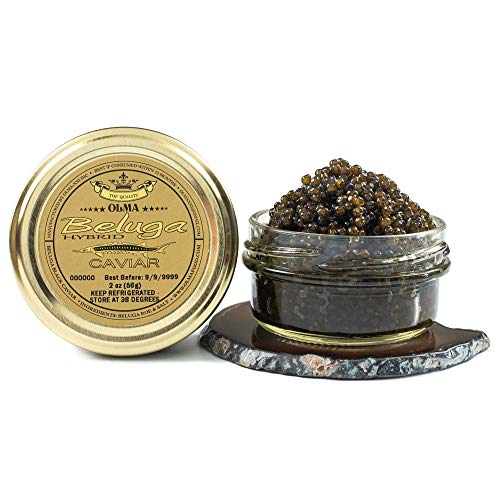 OVERNIGHT SHIPPING - OLMA Beluga Hybrid Sturgeon Black Caviar from Italy - Rated Top Caviar in the World - 2 oz / 56 g