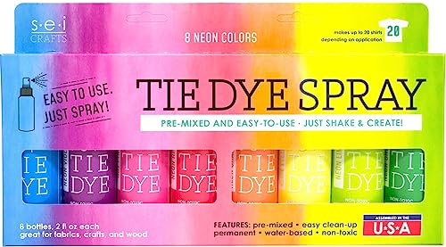 S.E.I. Neon Tie-Dye Kit, Fabric Spray Dye, 8 Colors